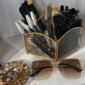 CHANEL SQUARE SUNGLASSES TITANIUM GOLD LENSES || BROWN🤎